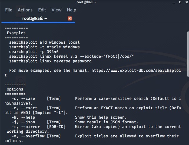 Lista de herramientas de penetración Kali Linux Searchsploit