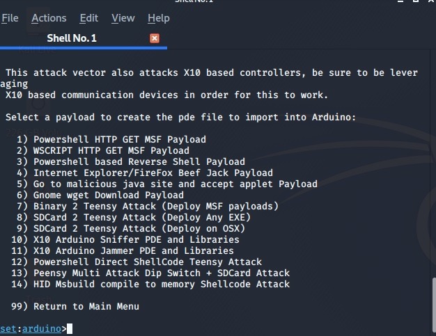 Lista de herramientas de penetración Kali Linux Arduino Device Attack Select