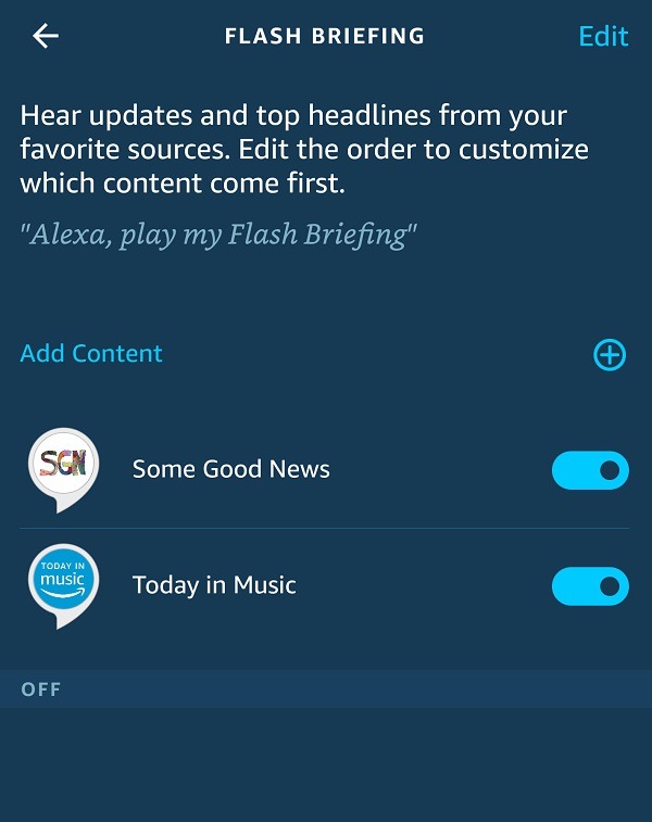 Cómo personalizar Amazon Alexa Flash Briefing Toggle