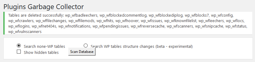 wp-delete-plugin-db-tables-tables-deleted