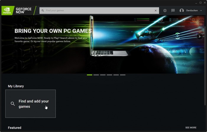 Transmisión de juegos de Geforce Now Encuentra tus juegos