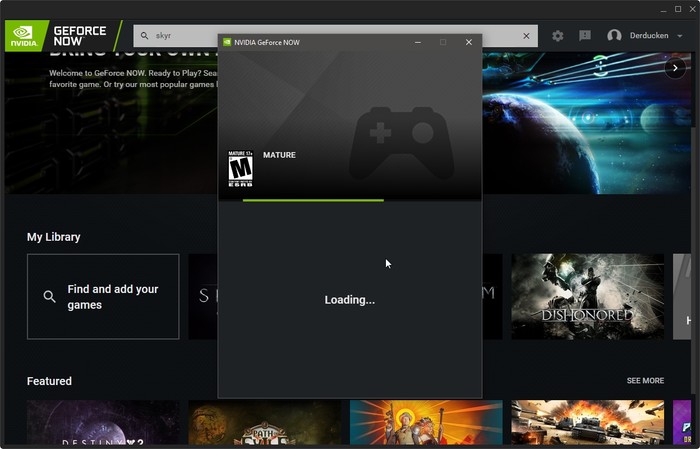 Transmisión de juegos de Geforce Now Comenzar a jugar