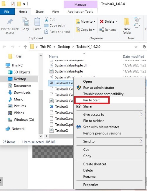 Personalización de la barra de tareas de Windows 10 con Taskbarx Start