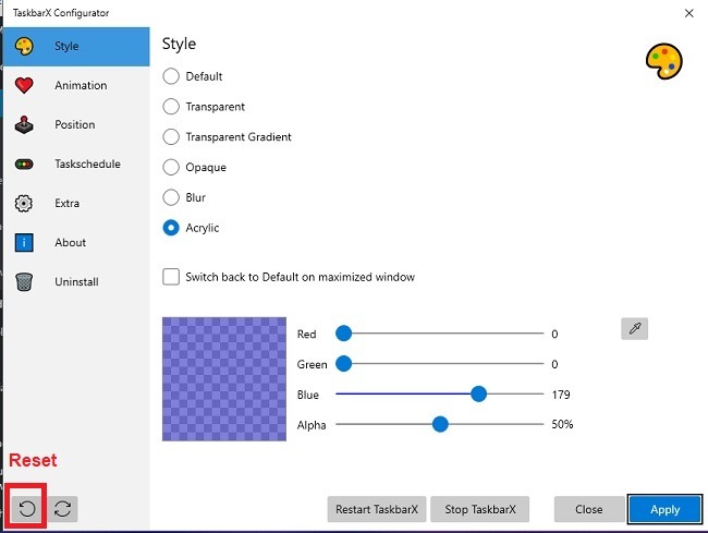 Personalización de la barra de tareas de Windows 10 con estilo Taskbarx