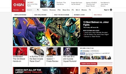 Sitio web de IGN después de usar uBlock.