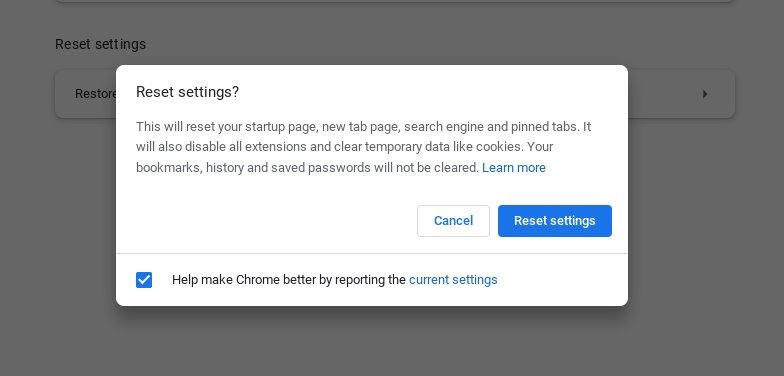 Chromebook Chrome Restablecer Confirmar