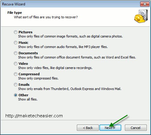 Tipo de archivo recuvaportable