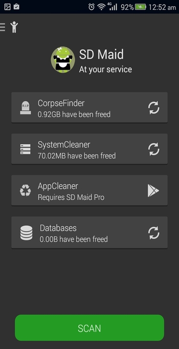 Escaneo completo de SD Maid para Android