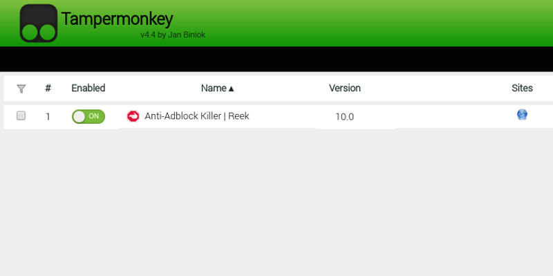 Anti-Adblock Killer instalado en Tampermonkey