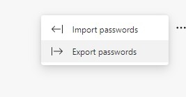 Importar Exportar Edge Exportar Contraseñas Menú