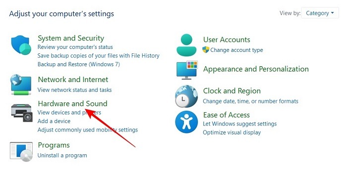 Configuración de energía de Windows Hardware Sonido