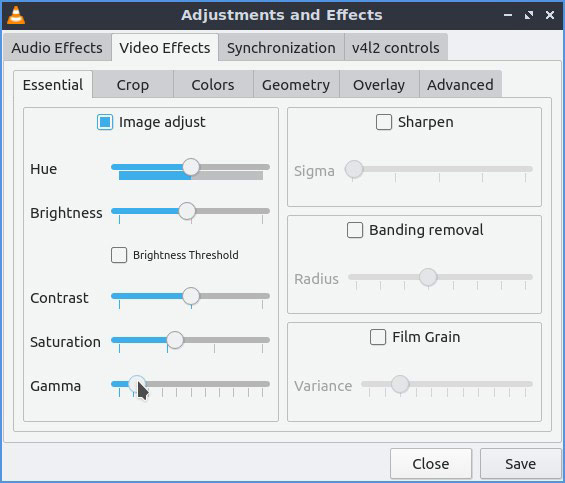 Vídeos VLC actualizados Brillo Contraste Gamma