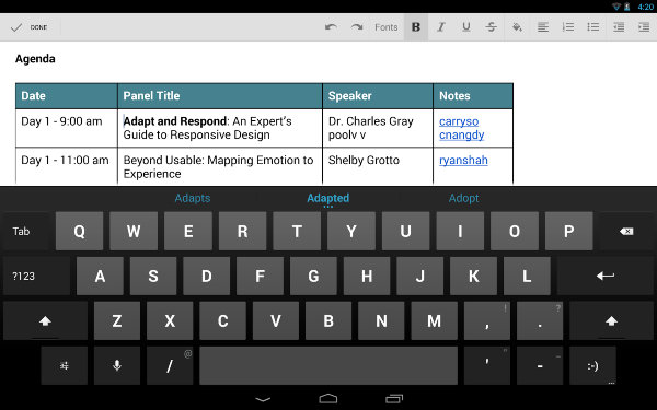 Quickoffice frente a Google Drive - Unidad