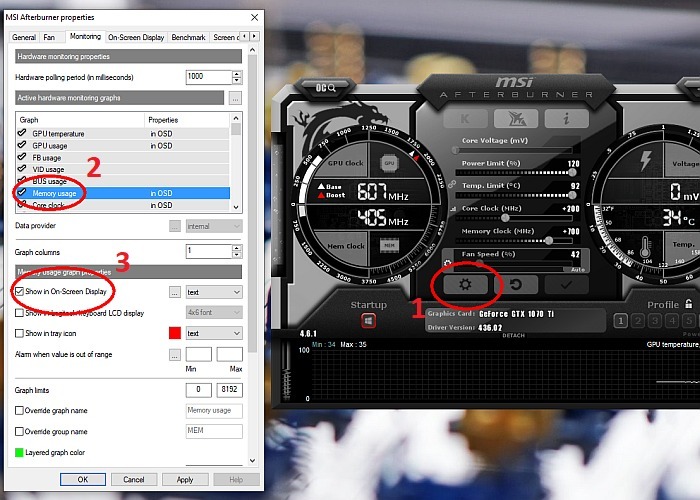 Configuración de gráficos Rtss