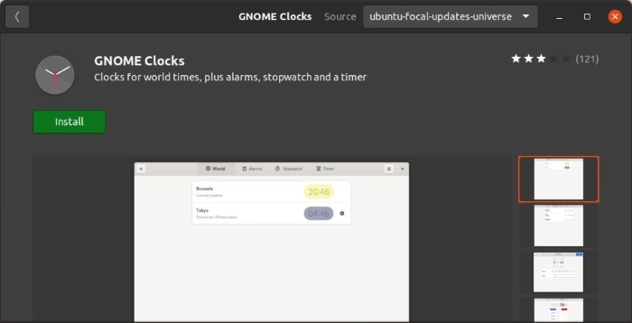 Compruebe la hora con la instalación del software Gnome Clocks