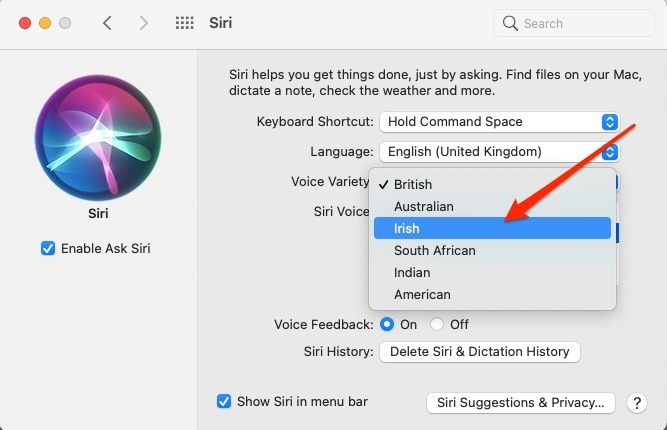 Mac Voz Variedad Siri