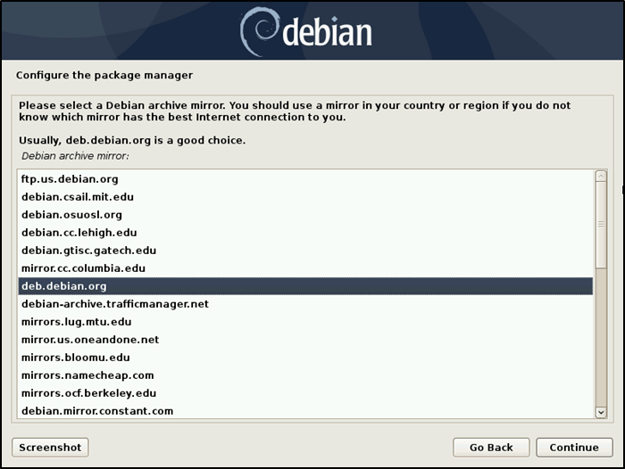 Debian Install Setup Package Manager Archive Mirror