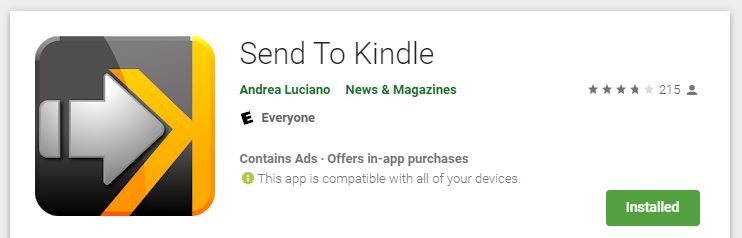 Web de Android a Kindle Enviar a Kindle Play Store