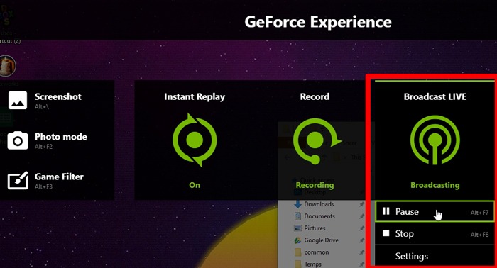 Tutorial de Nvidia Share Shadowplay Pausar transmisión