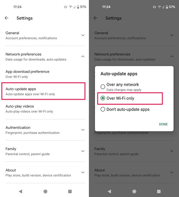 Cómo actualizar aplicaciones Actualización de Android Play Store solo a través de Wi-Fi