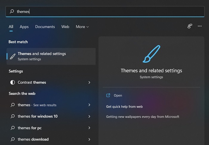 Temas oscuros Temas de Windows Windows11 y configuraciones relacionadas