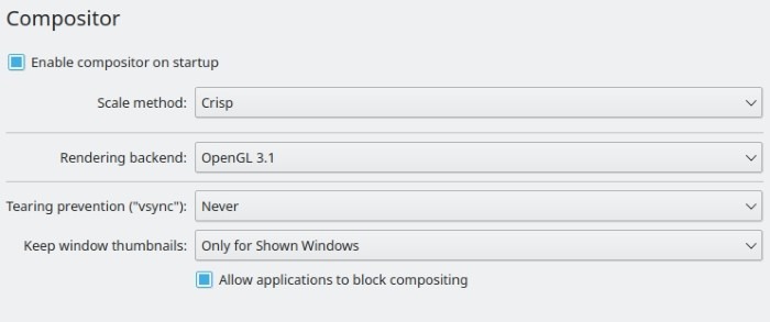 Luz del compositor de efectos de escritorio Kde