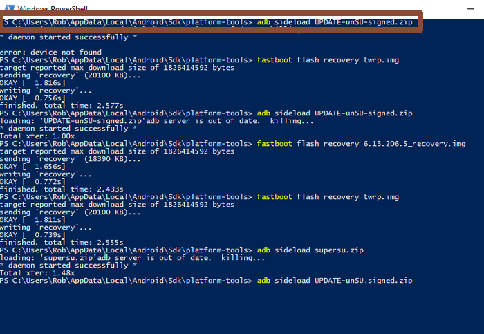 unroot-android-teléfono-tableta-powershell-unsu-sideload-x