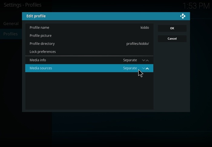 Fuentes de medios separadas de Kodi para toda la familia