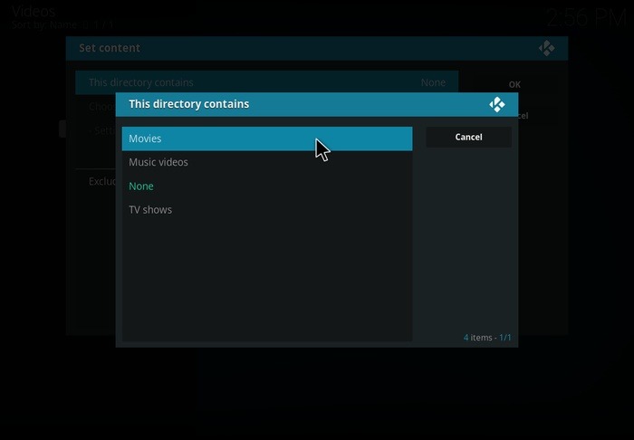 Kodi para toda la familia Seleccione el tipo de contenido