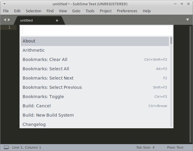 Ubuntu Sublime Text para Html La paleta de comandos