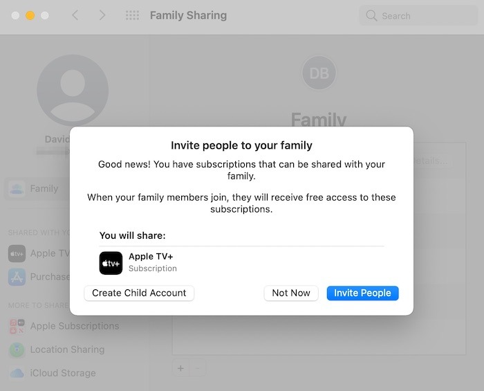 Configurar Apple Family Sharing Invitar Mac