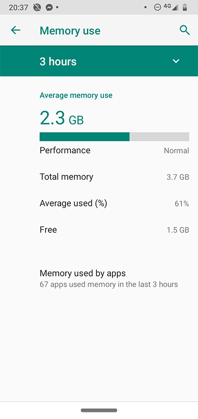 Opciones de desarrollador de Android Memoria