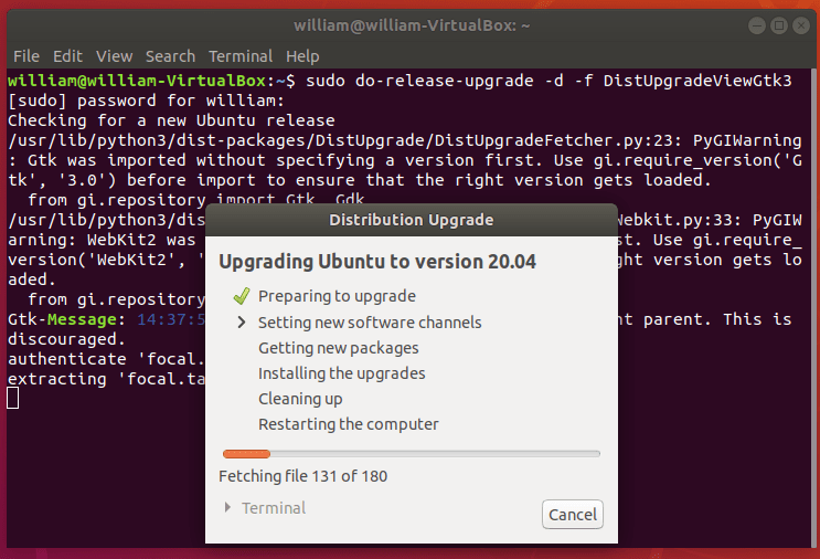 Notificación de actualización de Ubuntu Upgrade1804 2004