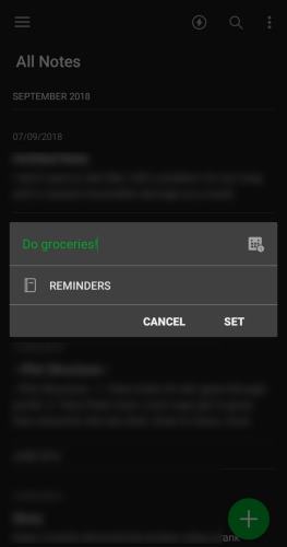 Notas de Android Recordatorio de Evernote