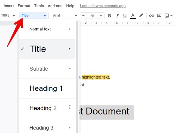 Agregar título de Google Docs