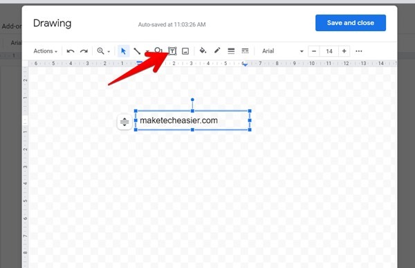 Google Docs Agregar texto usando el cuadro de texto