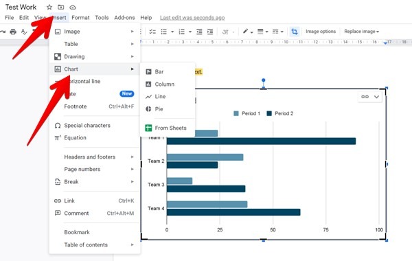 Gráficos y tablas de Google Docs