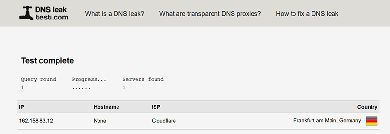 Dns sobre la prueba de fugas de Https