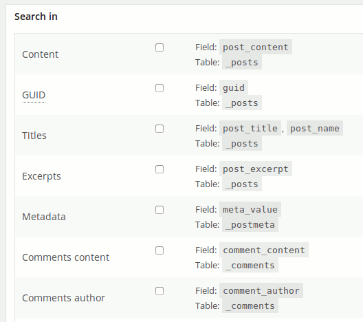 wp-search-replace-búsqueda personalizada