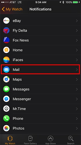 Apple-Watch-notificaciones-selección de correo