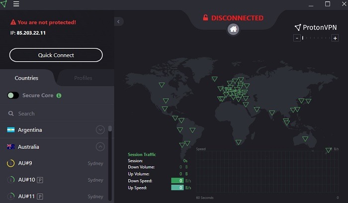 Pantalla Doublevpn Protonvpn