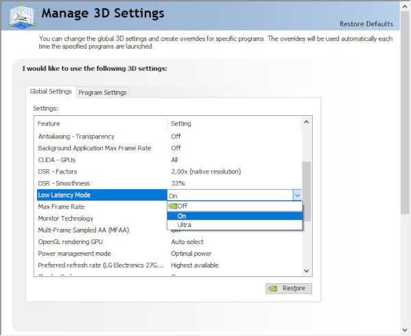 Nvidia y AMD Anti Lag Nvidia Paso 2