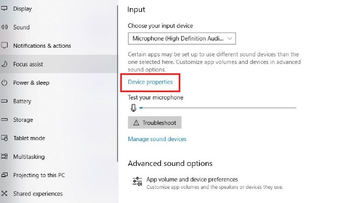 Configuración de sonido del micrófono Win10