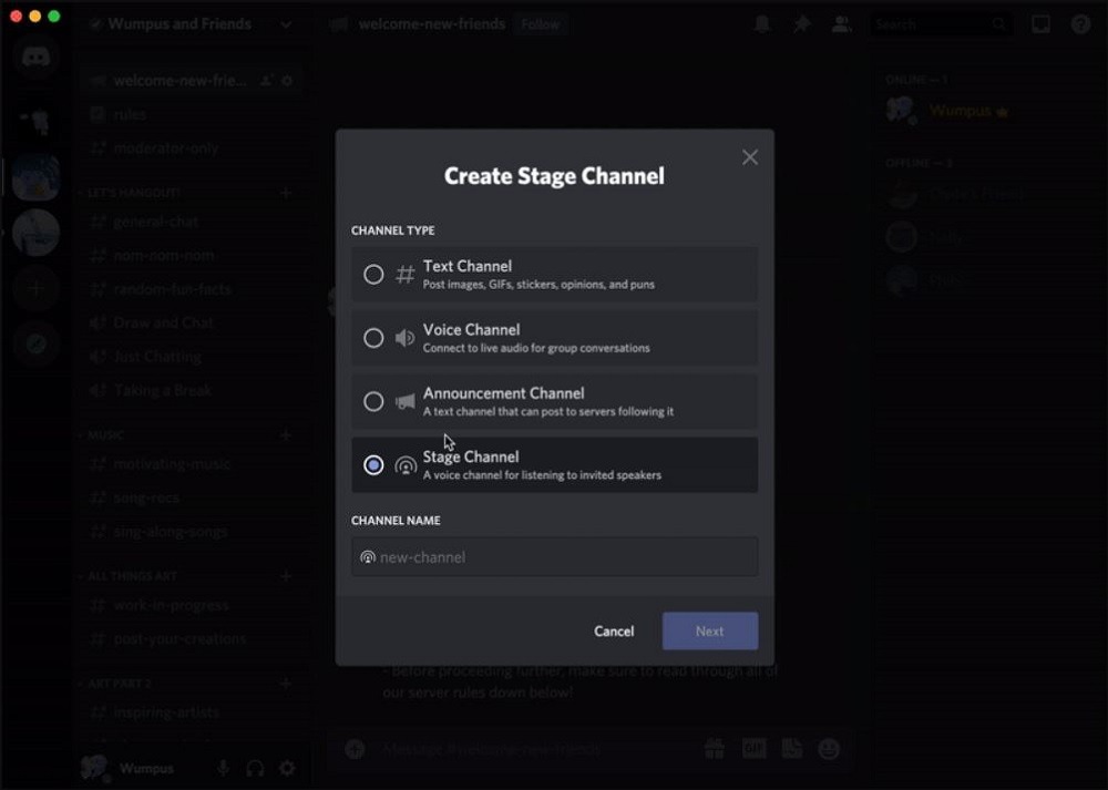 Configuración de canales de escenario de Discord