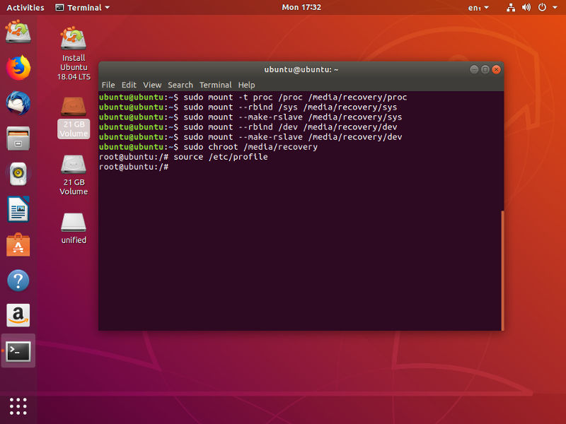 Recuperación de Ubuntu Chroot