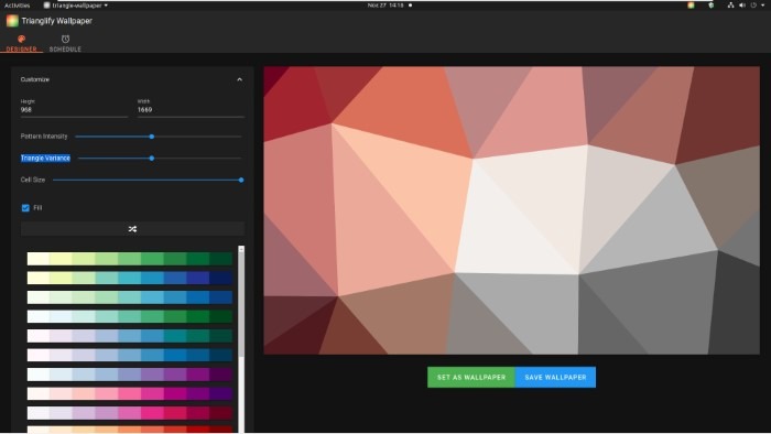 Cree fondos de pantalla abstractos con tamaño de celda grande Trianglify