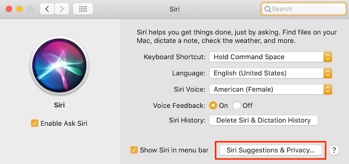 Cómo usar las preferencias de Mac de Sugerencias de Siri