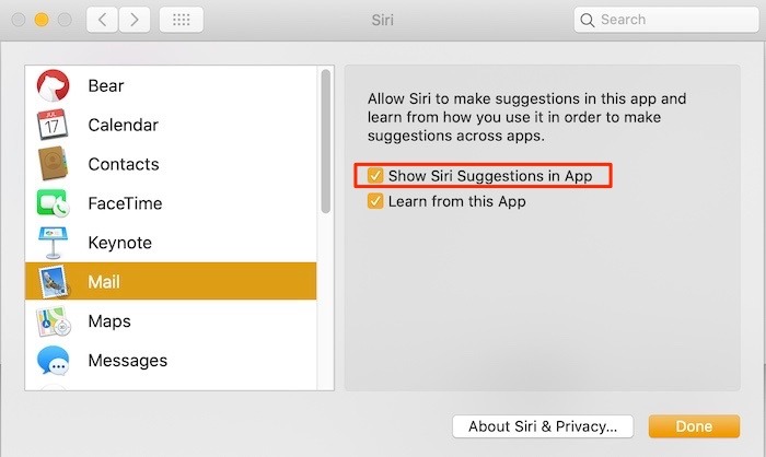 Cómo usar Sugerencias de Siri Preferencias de Mac Correo