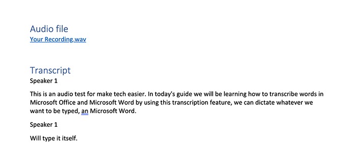 Transcribir audio Microsoft Word Insertar transcripción