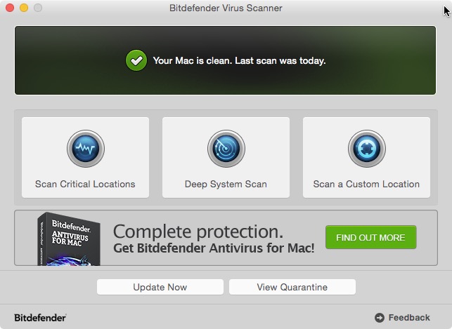 Escáner de virus Bitdefender para Mac.